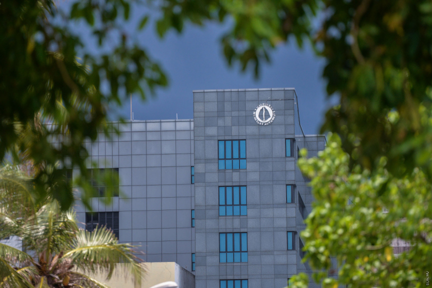The Maldives Monetary Authority building in Male, seen through trees, the regulator that issued the licence.