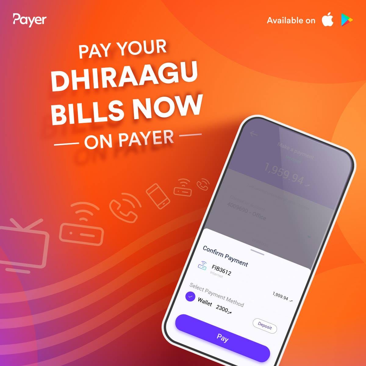Pay your Dhiraagu bills now on Payer.